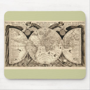 Antiek Wereldkaart door Philipp Eckebrecht - 1630 Muismat
