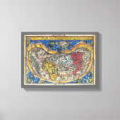 Antiek Wereldkaart Heart Shaped van Peter Apian 15 Canvas Afdruk (Voorkant)
