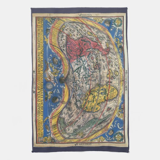 Antiek Wereldkaart Heart Shaped van Peter Apian 15 Theedoek (Verticaal)