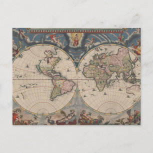Antiek Wereldkaart: Historische Cartografie Kunst Briefkaart