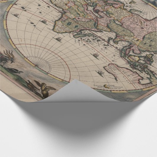 Antiek Wereldkaart: Historische Cartografie Kunst Cadeaupapier (Hoek)