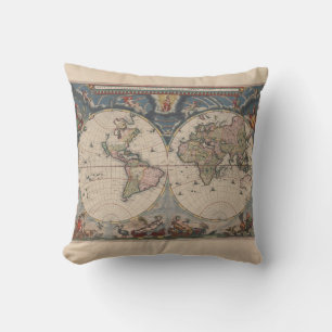 Antiek Wereldkaart: Historische Cartografie Kunst Kussen