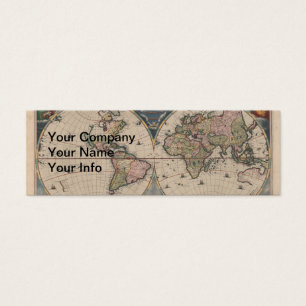 Antiek Wereldkaart: Historische Cartografie Kunst Mini Visitekaartjes