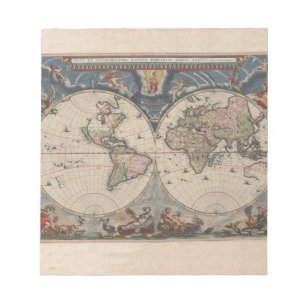 Antiek Wereldkaart: Historische Cartografie Kunst Notitieblok