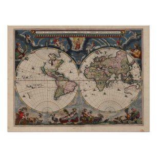 Antiek Wereldkaart: Historische Cartografie Kunst Perfect Poster