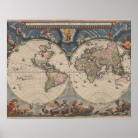 Antiek Wereldkaart: Historische Cartografie Kunst