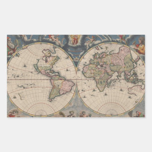 Antiek Wereldkaart: Historische Cartografie Kunst Rechthoekige Sticker