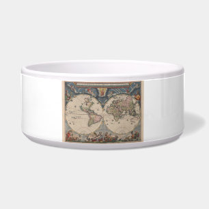 Antiek Wereldkaart: Historische Cartografie Kunst Voerbakje