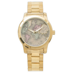 antiek wereldkaart horloge
