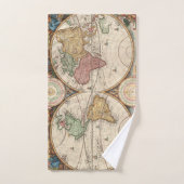 Antiek Wereldkaart in twee halfronden Handdoek (Handdoek)