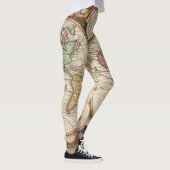 Antiek Wereldkaart in twee halfronden Leggings (Rechts)