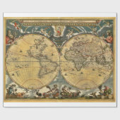 Antiek Wereldkaart J. Blaeu 1664 Cadeaupapier (Vlak)