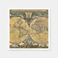 Antiek Wereldkaart - Joan Blaeu - 1664 Partij Napk