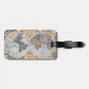 Antiek wereldkaart koel bagagelabel