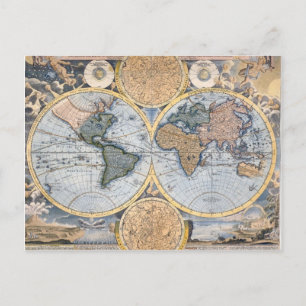 Antiek wereldkaart koel briefkaart