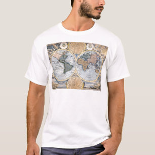 Antiek wereldkaart koel t-shirt
