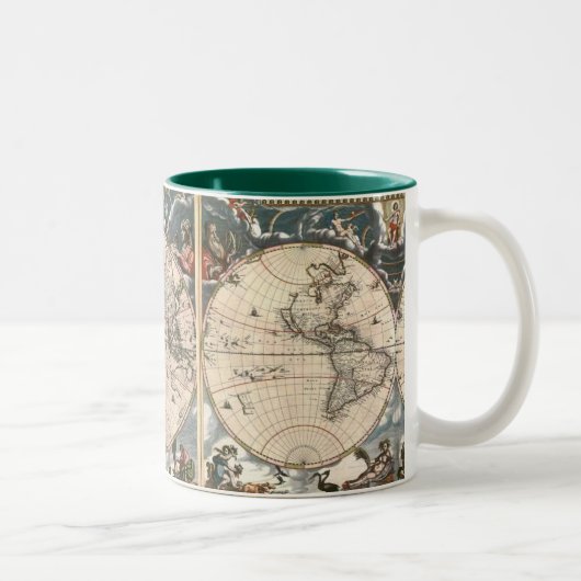 ANTIEK WERELDKAART Koffie Mok (Rechts)