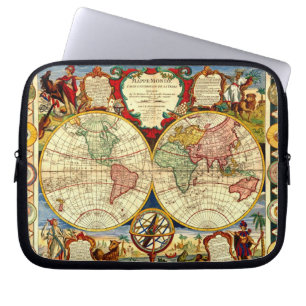 Antiek Wereldkaart Kunstlaptophoes Laptop Sleeve