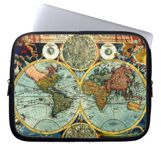 Antiek Wereldkaart Kunstlaptophoes Laptop Sleeve