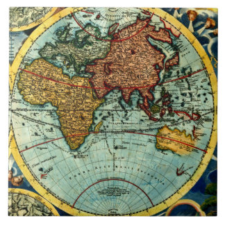 Antiek Wereldkaart  kunstmuurdecor Tegeltje