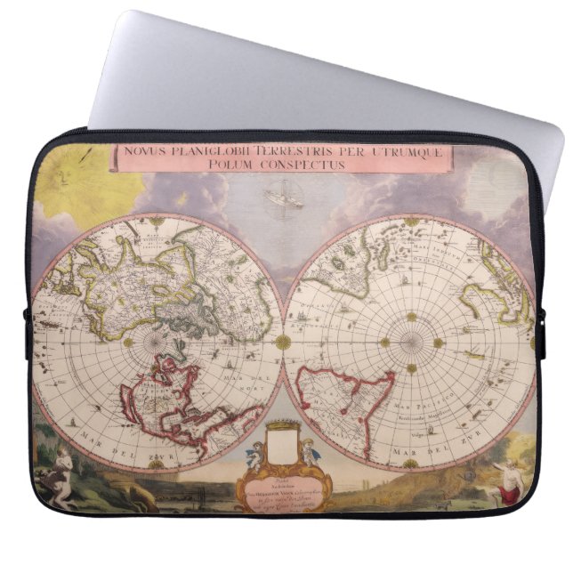 Antiek Wereldkaart Laptop Sleeve (Voorkant)