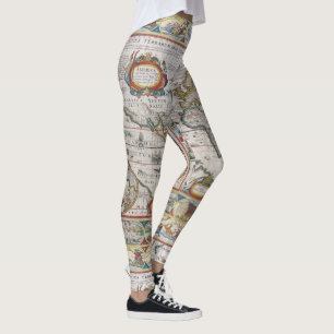 Antiek Wereldkaart leggings