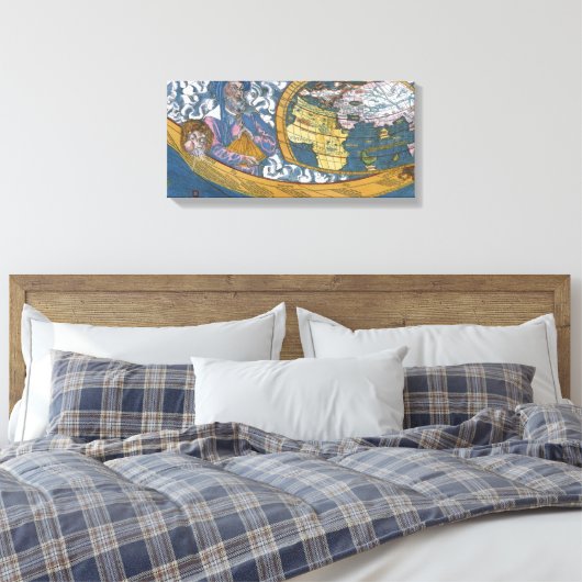 Antiek Wereldkaart met Claudius Ptolemy, 1507 Canvas Afdruk (Insitu (Slaapkamer))