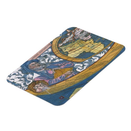 Antiek Wereldkaart met Claudius Ptolemy, 1507 Magneet (Linkerzijde)