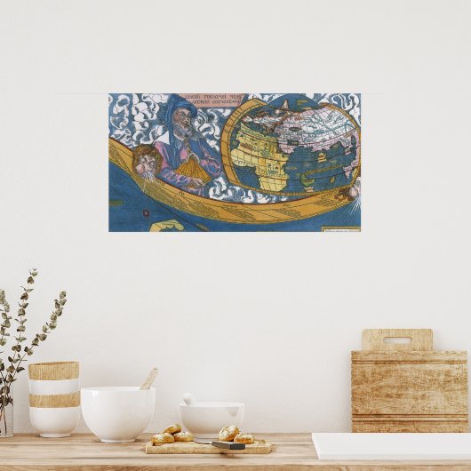 Antiek Wereldkaart met Claudius Ptolemy, 1507 Poster (Keuken)