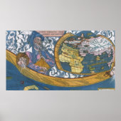 Antiek Wereldkaart met Claudius Ptolemy, 1507 Poster (Voorkant)