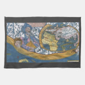 Antiek Wereldkaart met Claudius Ptolemy, 1507 Theedoek (Horizontaal)