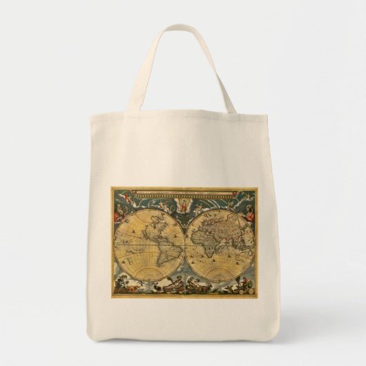 Antiek Wereldkaart Onderdruk #2 Tote Bag (Voorkant)