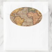 Antiek Wereldkaart Ovale Sticker (Tas)