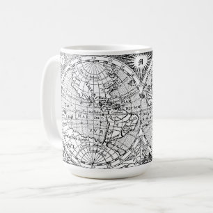 Antiek Wereldkaart print met monogram Sjabloon Koffiemok