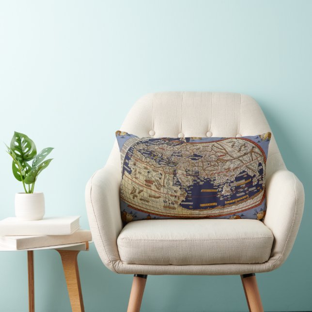 Antiek Wereldkaart Ptolemaic, Johannes of Arnsheim Kussen (Stoel)