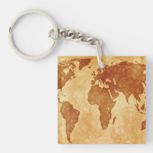 Antiek Wereldkaart Sleutelhanger
