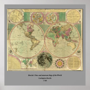 Antiek Wereldkaart van Carington Bowles, ongeveer Poster