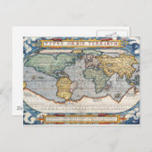 Antiek Wereldkaart van de 16e eeuw Briefkaart (Voorkant / Achterkant)