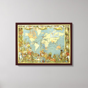 Antiek Wereldkaart van het Britse Rijk, 1886 Canvas Afdruk