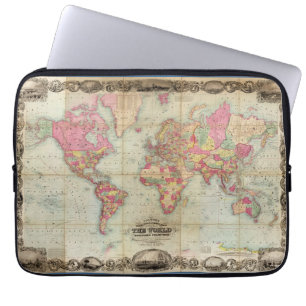 Antiek Wereldkaart van John Colton, circa 1854 Laptop Sleeve