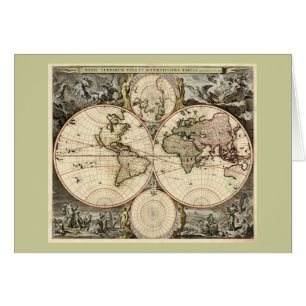 Antiek Wereldkaart van Nicolao Visscher, circa 169