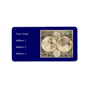 Antiek Wereldkaart van Nicolao Visscher, circa 169 Etiket