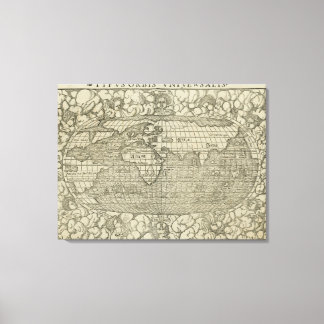 Antiek Wereldkaart van Sebastian Münster ongeveer  Canvas Afdruk