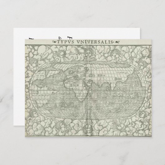 Antiek Wereldkaart van Sebastian Münster ongeveer Kaart (Voorkant / Achterkant)