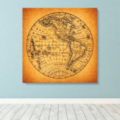 Antiek Wereldkaart Wereldbol Canvas Afdruk (Insitu (Houten vloer))