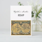 Antiek Wereldkaart, witte BG RSVP (Staand voorkant)