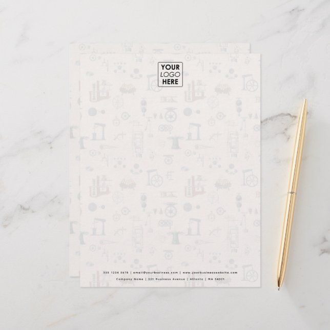 Antiek werktuigbouwkunde en natuurwetenschappen briefhoofd (Voorkant / Achterkant in situ)