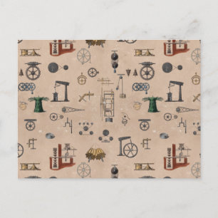 Antiek werktuigbouwkundige wetenschapspatroon briefkaart