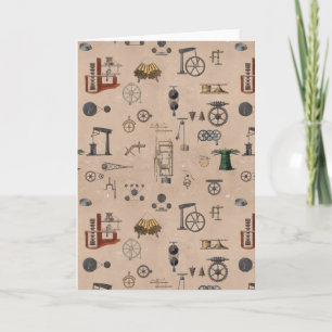 Antiek werktuigbouwkundige wetenschapspatroon kaart