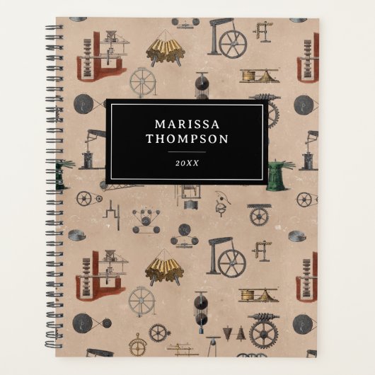 Antiek werktuigbouwkundige wetenschapspatroon planner (Voorkant)